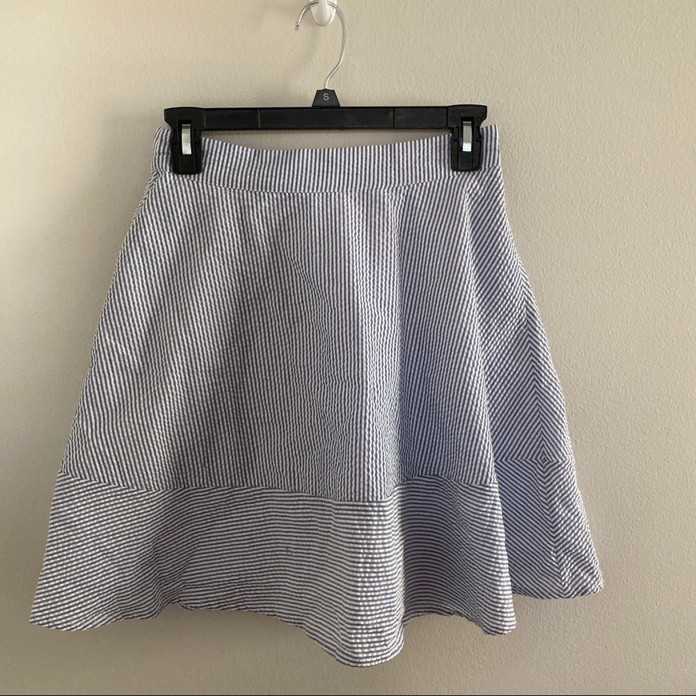 Alga White and Blue Seersucker Skirt